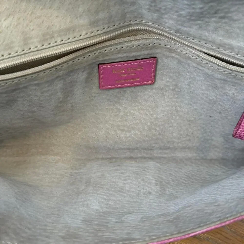 Vintage Kate Spade Pink Leather Embossed Crocodile Skin Texture Wallet Clutch